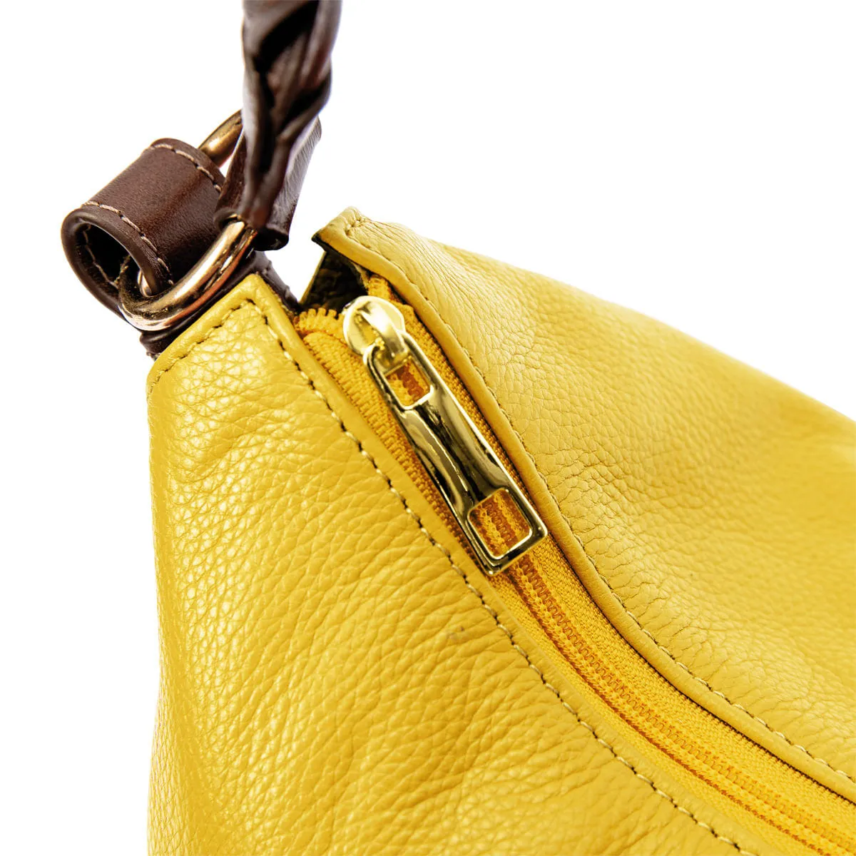 Bolsa Boho Grande Couro Sestini Botânica - Mostarda