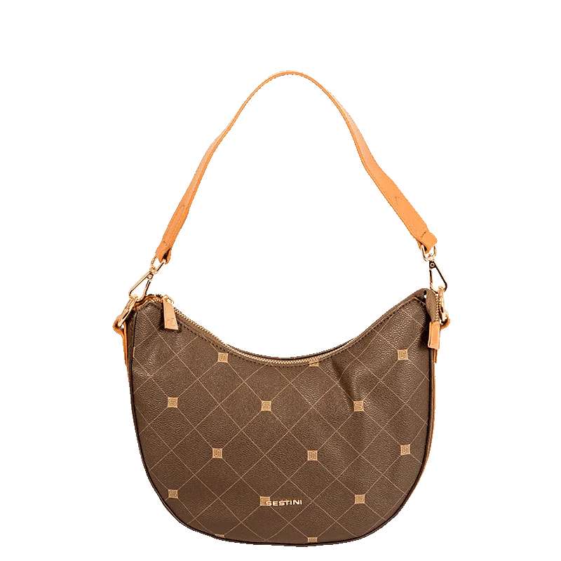 Bolsa Boho Média Sestini Monograma - Marrom