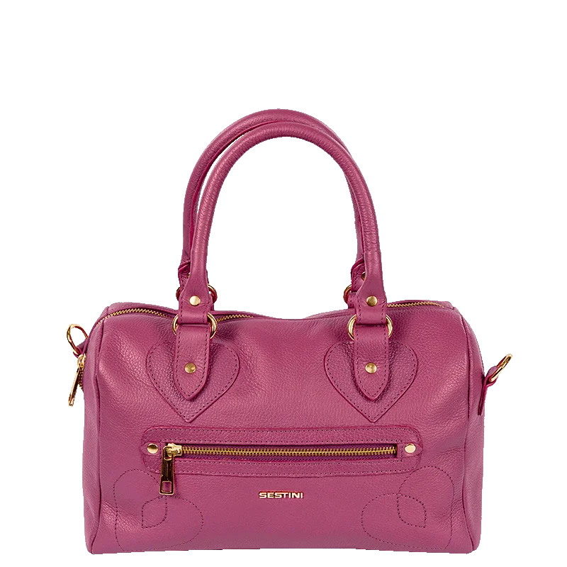 Bolsa Bowling Média Couro Sestini Lovebomb - Fucsia