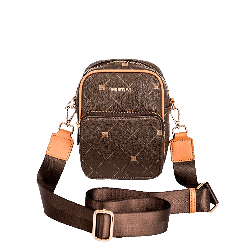 Bolsa Cross Bag Pequena Sestini Monograma - Marrom