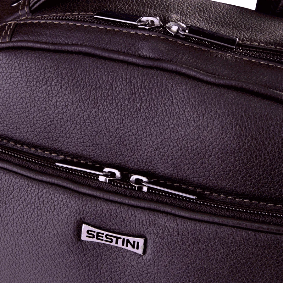 Bolsa Grande Couro para Notebook Sestini Bulls Marrom - Café