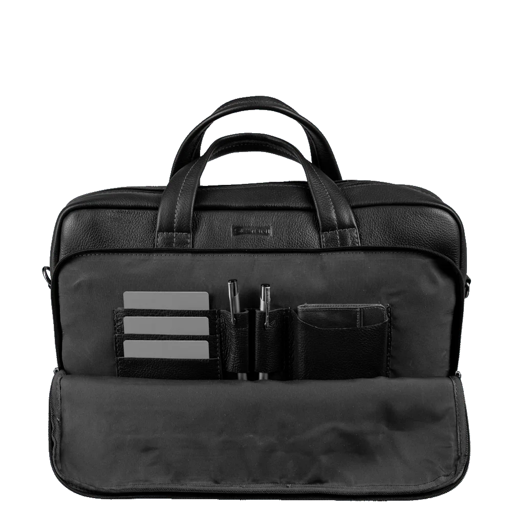 Bolsa Grande Notebook 15,6 Sestini Prime Couro - Preto