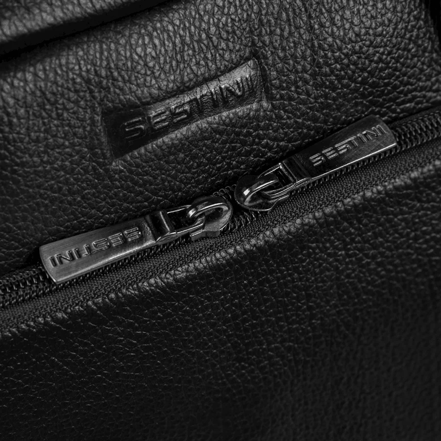 Bolsa Grande Notebook 15,6 Sestini Prime Couro - Preto