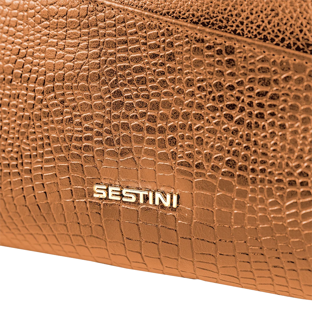 Bolsa Satchel Média 3 Compartimentos Couro Sestini Terrene - Savana