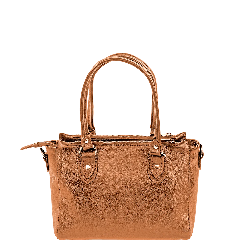 Bolsa Satchel Média 3 Compartimentos Couro Sestini Terrene - Savana