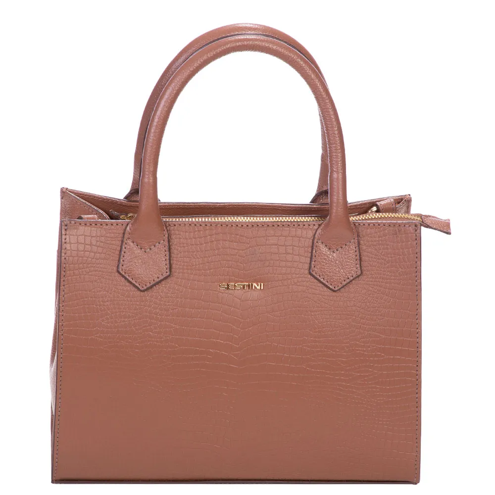 Bolsa Satchel Média Couro Sestini Skin - Caramelo