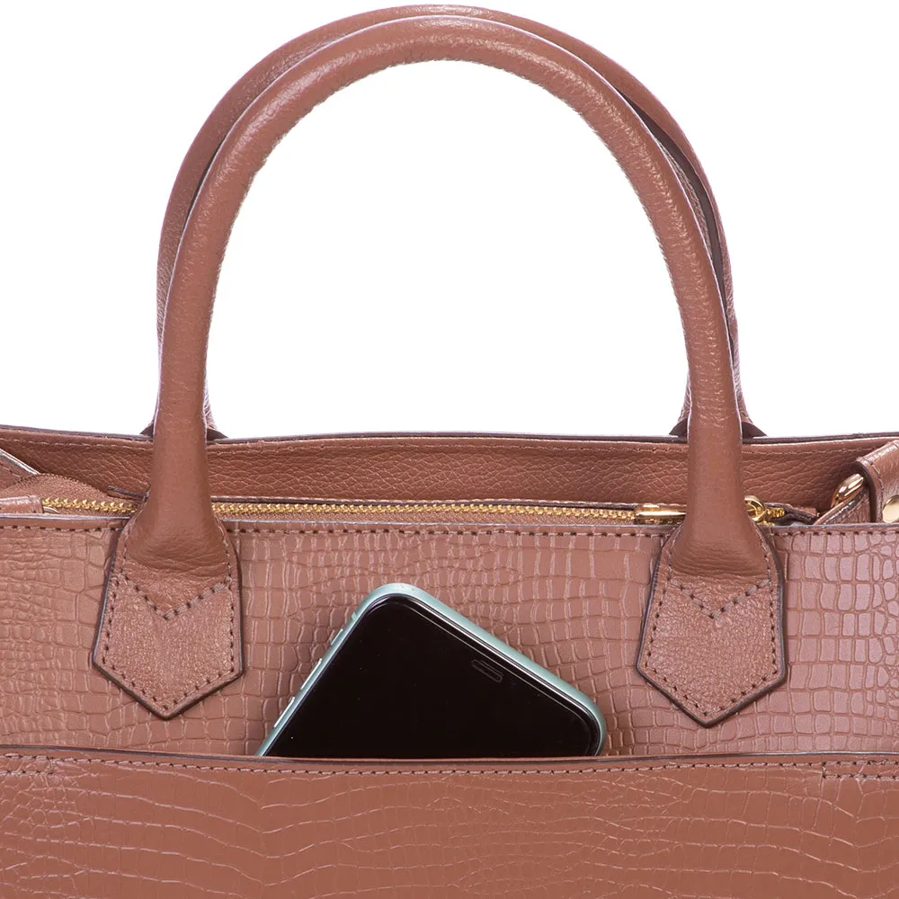 Bolsa Satchel Média Couro Sestini Skin - Caramelo