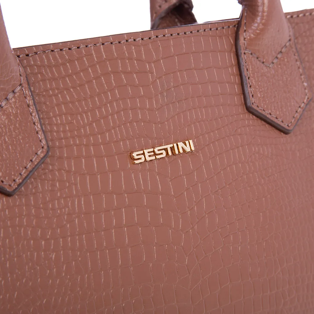 Bolsa Satchel Média Couro Sestini Skin - Caramelo