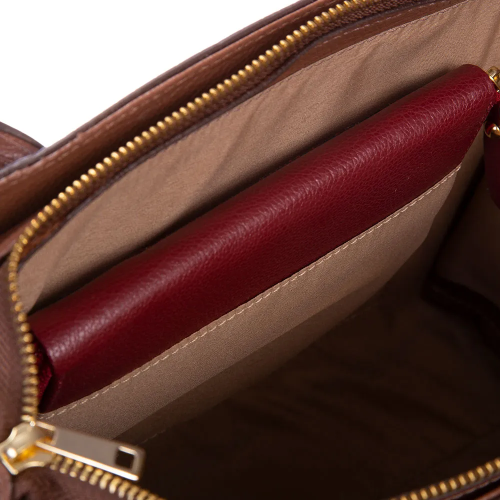 Bolsa Satchel Média Couro Sestini Skin - Caramelo