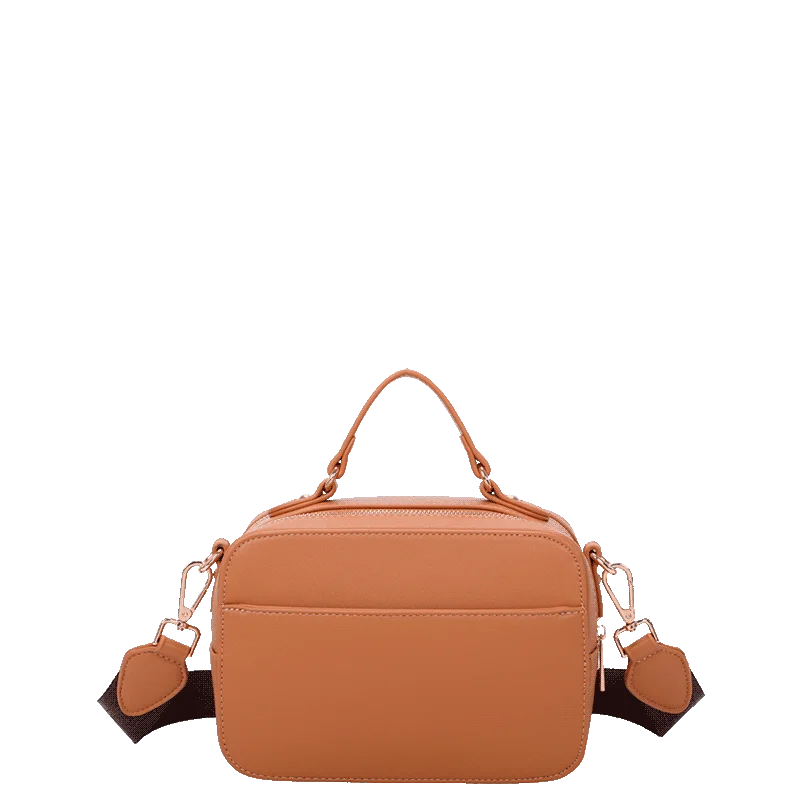Bolsa Transversal Pequena 2 Compartimentos Sestini Monograma Marrom - Caramelo