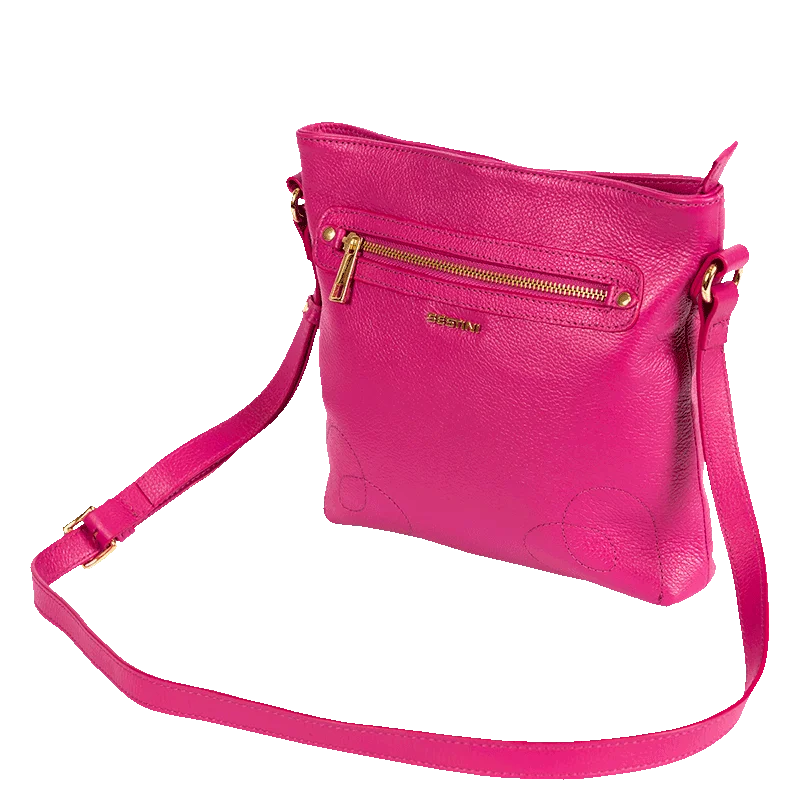 Cross Bag Média Couro Sestini Lovebomb - Fucsia