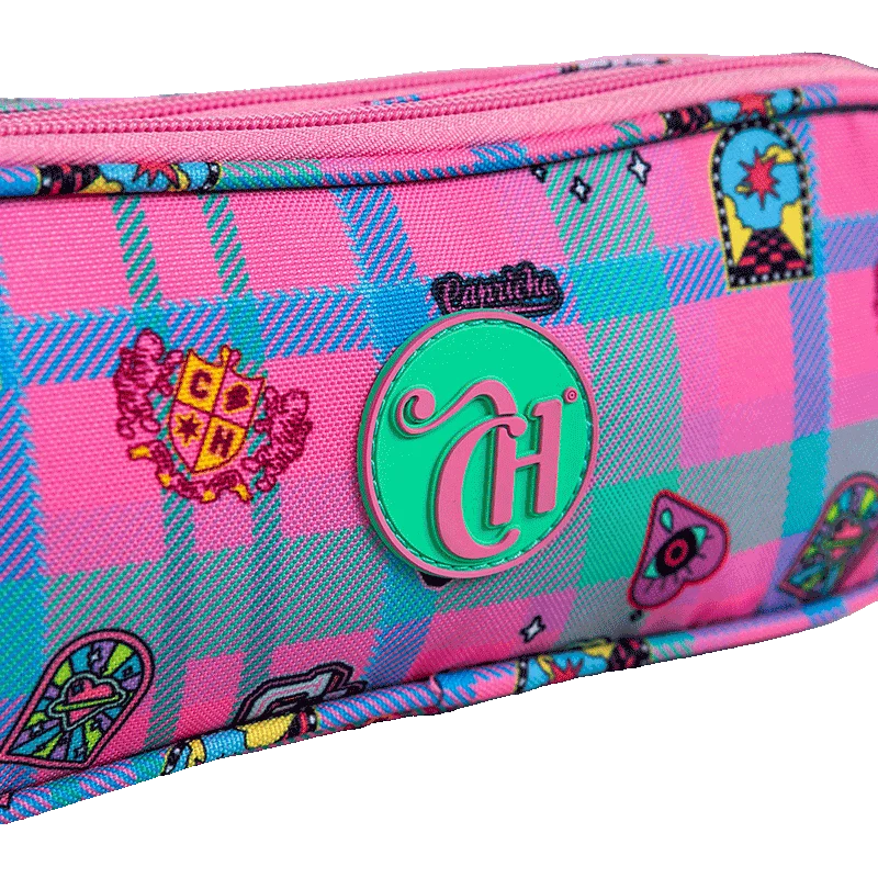 Estojo 2 Compartimentos Capricho Student School - Rosa Claro