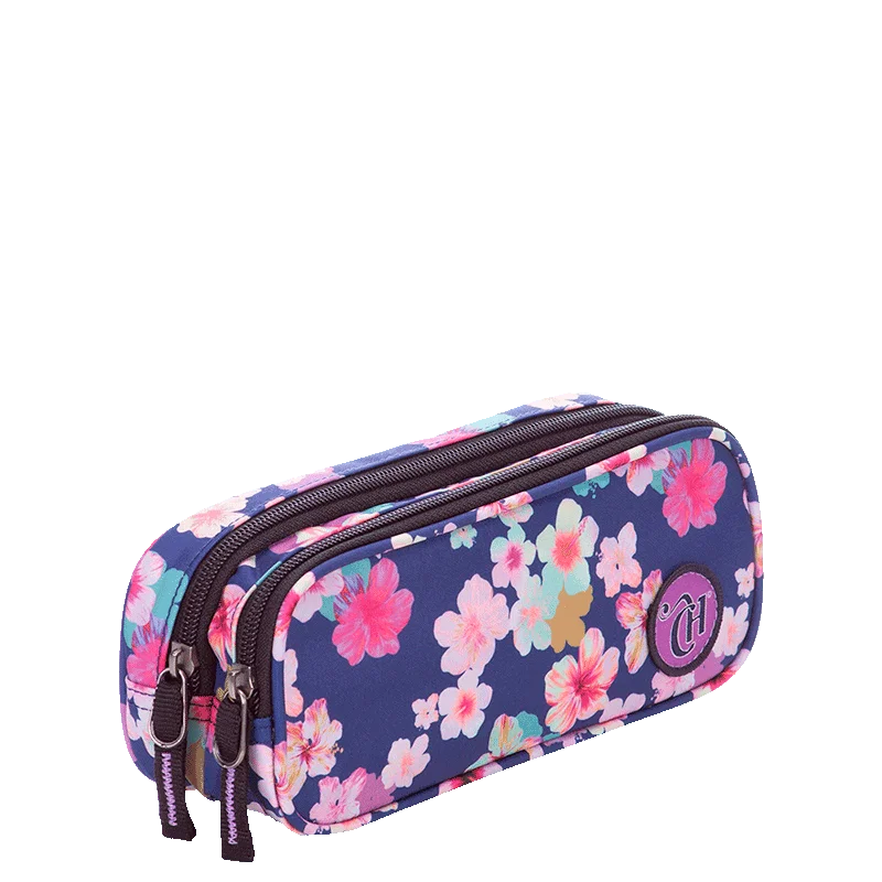 Estojo 2 Compartimentos Capricho X04 Azul - Floral