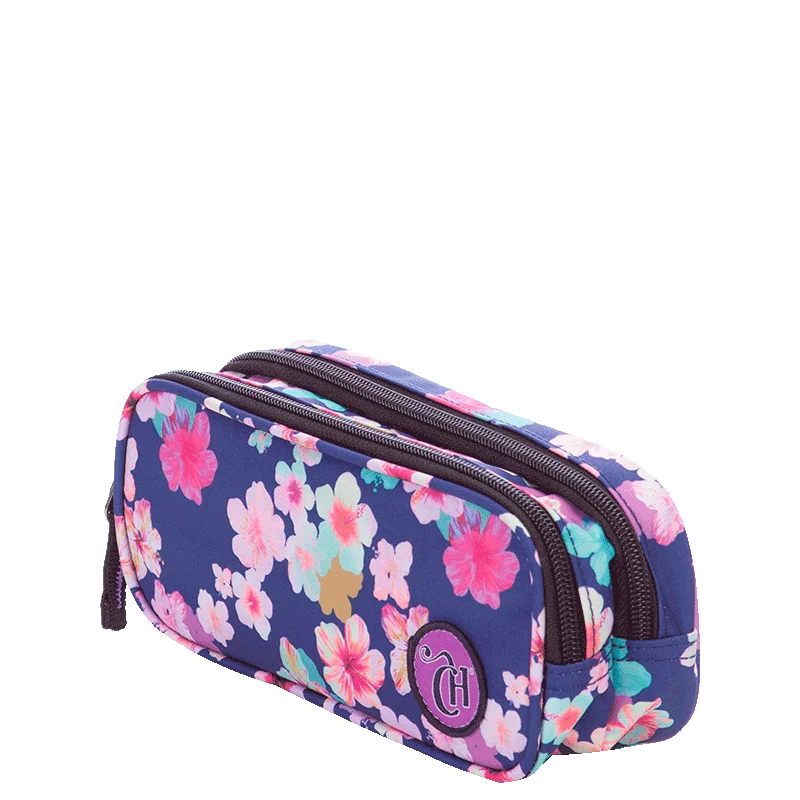 Estojo 2 Compartimentos Capricho X04 Azul - Floral