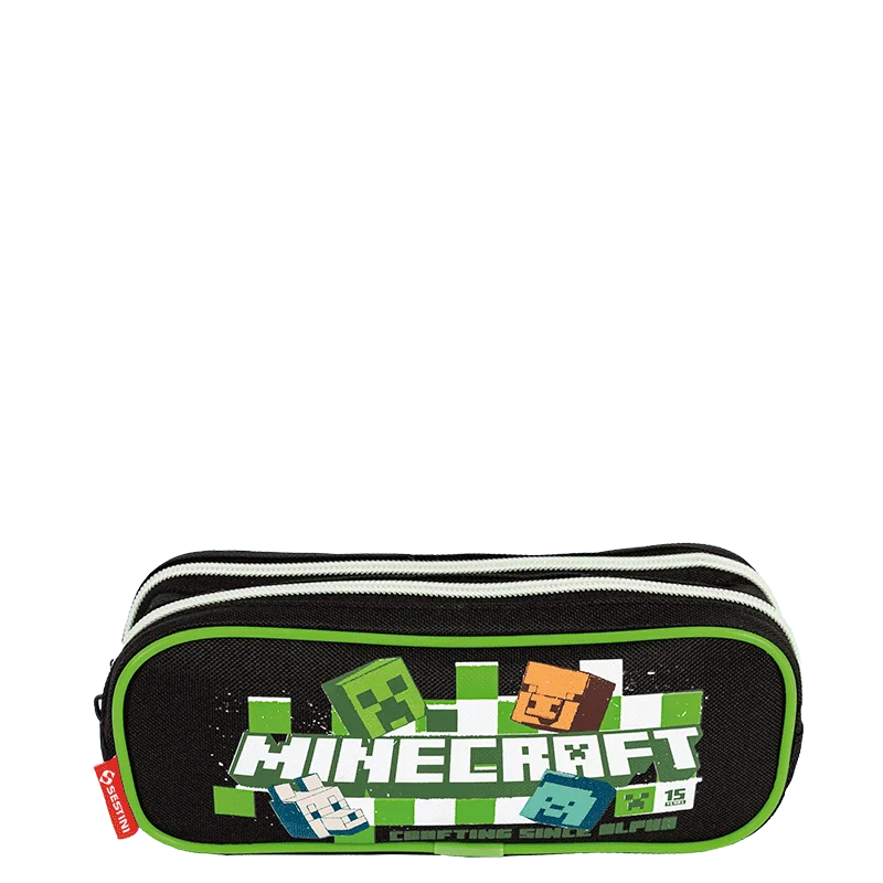 Estojo 2 Compartimentos Minecraft Plus 15 Anos - Colorido