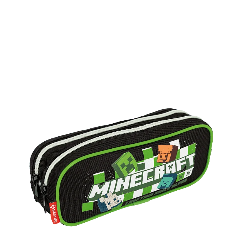 Estojo 2 Compartimentos Minecraft Plus 15 Anos - Colorido