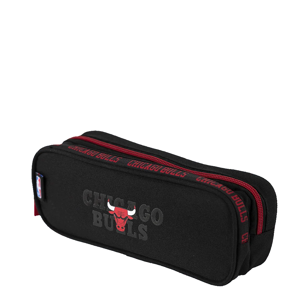 Estojo 2 Compartimentos Nba Legend - Bulls Preto