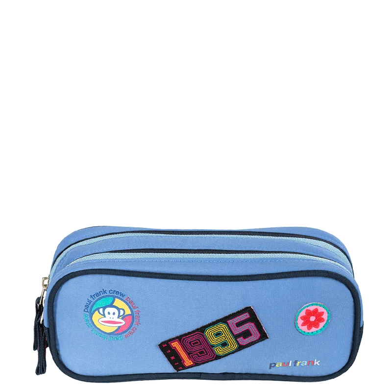 Estojo 2 Compartimentos Paul Frank Casual Patches - Azul
