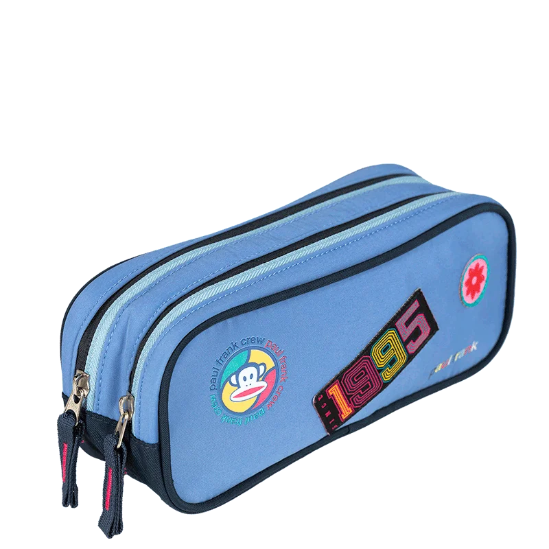 Estojo 2 Compartimentos Paul Frank Casual Patches - Azul