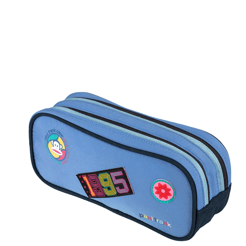 Estojo 2 Compartimentos Paul Frank Casual Patches - Azul