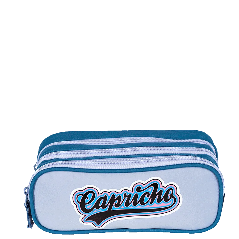 Estojo 3 Compartimentos Capricho Class Cosmic Patches - Azul