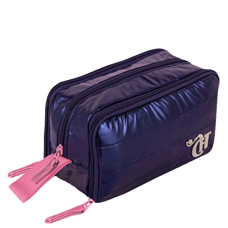 Estojo Box Especial 3 Compartimentos Capricho Puffer Azul - Metálico