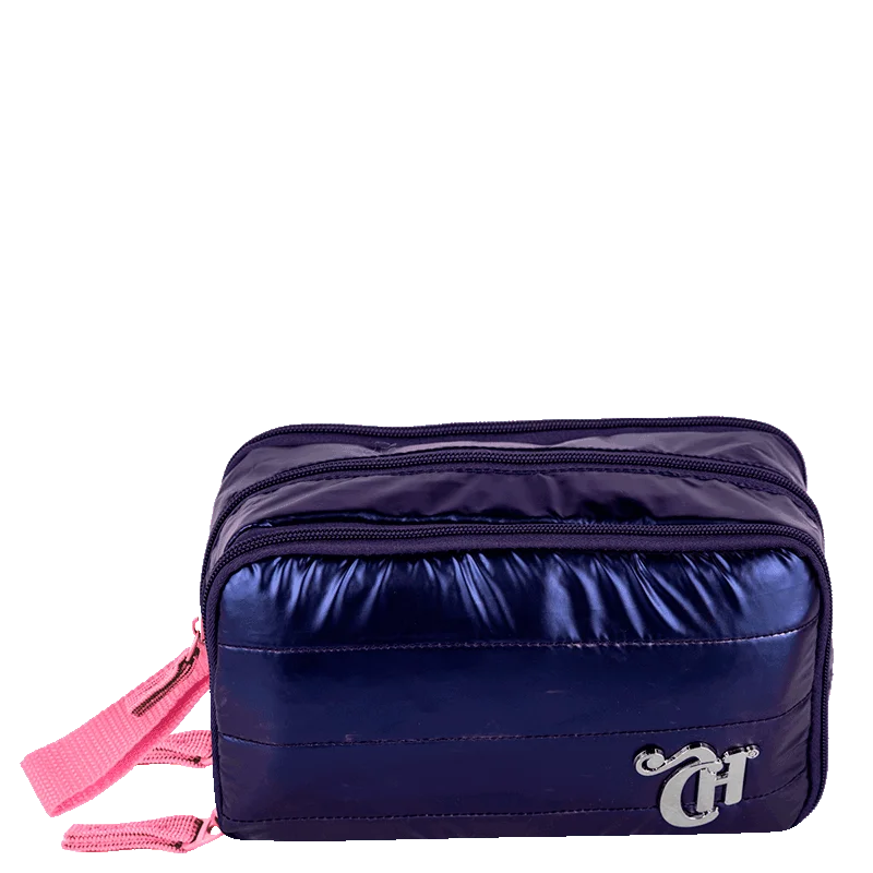 Estojo Box Especial 3 Compartimentos Capricho Puffer Azul - Metálico