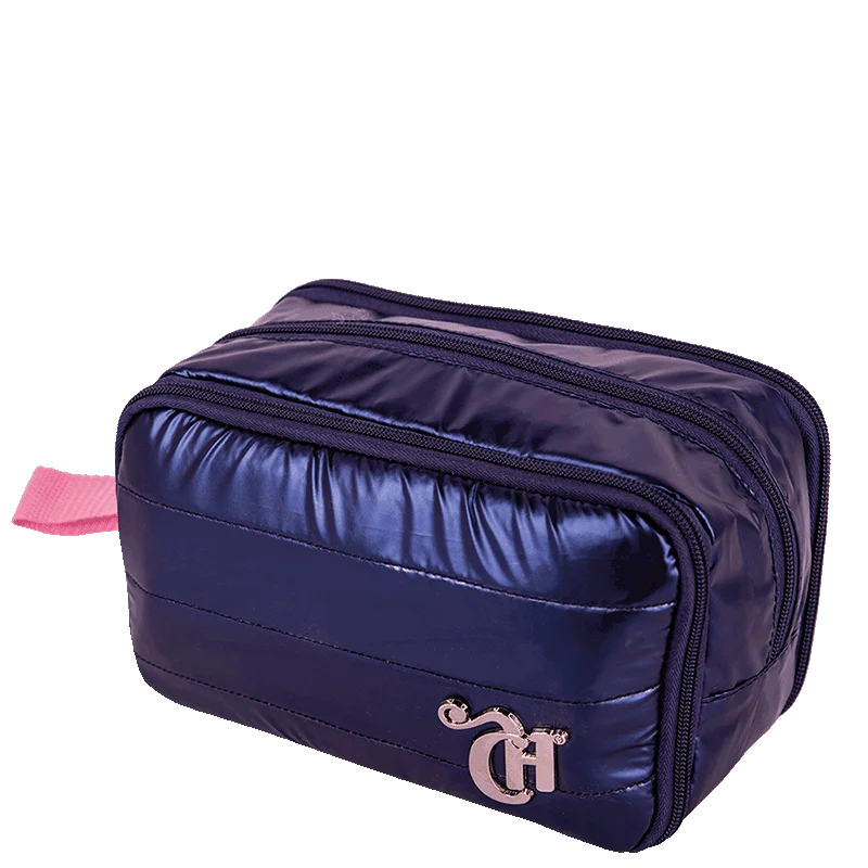 Estojo Box Especial 3 Compartimentos Capricho Puffer Azul - Metálico