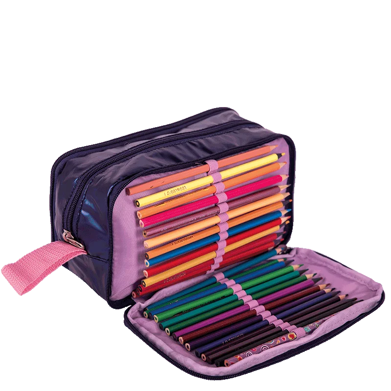 Estojo Box Especial 3 Compartimentos Capricho Puffer Azul - Metálico