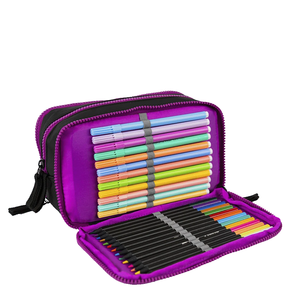 Estojo Especial 3 Compartimentos Hydroblock - Preto E Roxo