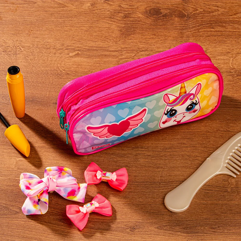 Estojo/Necessaire 2 Compartimentos Sestini 21M Unicórnio Colorido