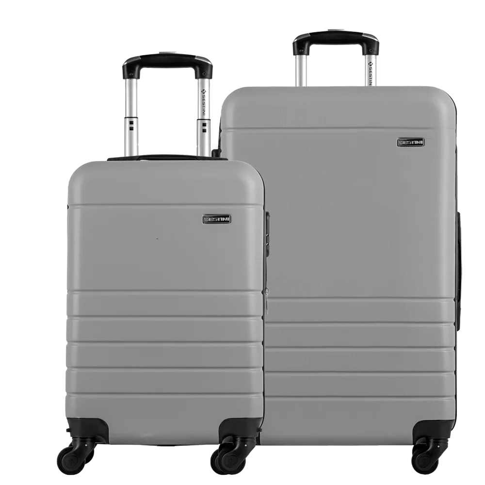 Kit 2 Malas de Viagem Grande e Bordo em ABS Essencial 2 - Prata