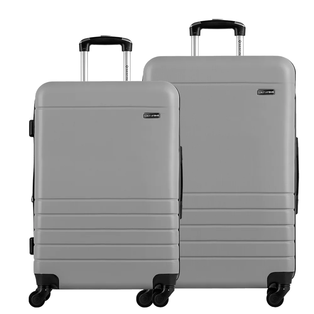 Kit 2 Malas de Viagem Grande e Média em ABS Essencial 2 - Prata