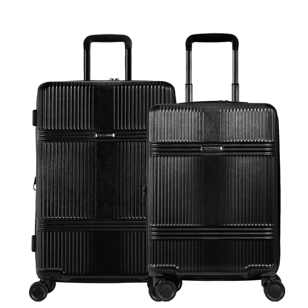 Kit 2 Malas de Viagem Média e Bordo em ABS Croma - Preto