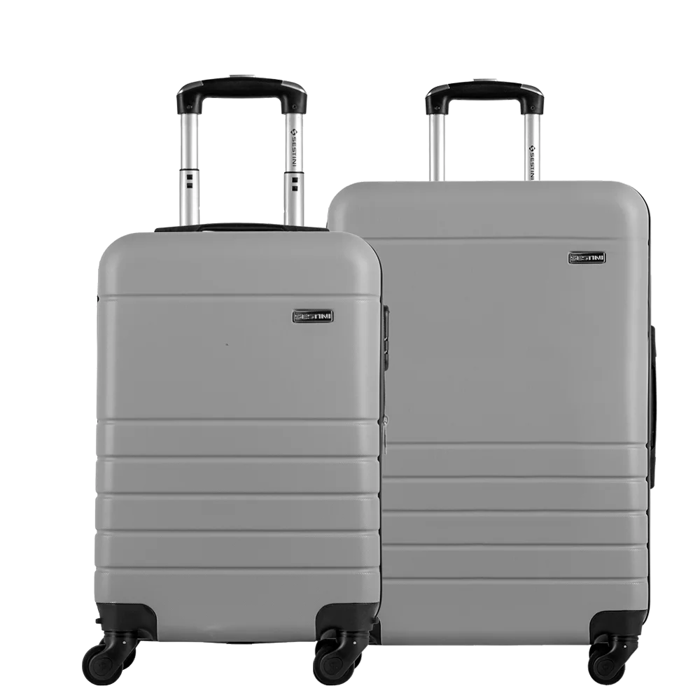 Kit 2 Malas de Viagem Média e Bordo em ABS Essencial 2 - Prata