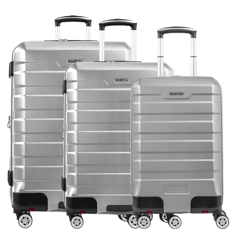 Kit 3 Malas de Viagem Grande, Média Bordo Wheeless 2T - Prata