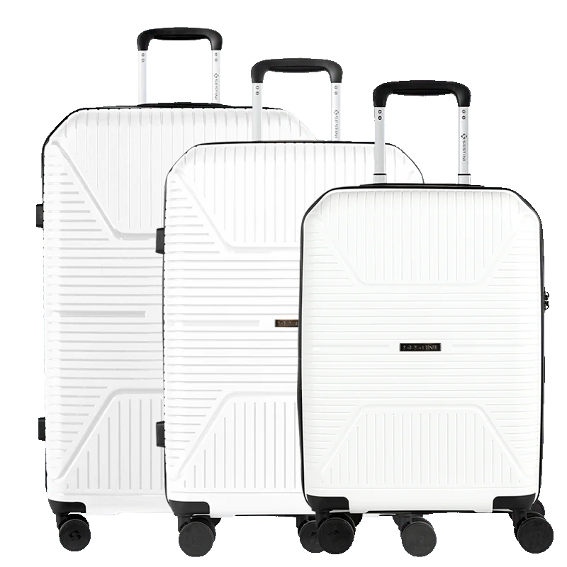 Kit 3 Malas de Viagem Grande, Média e Bordo PP Prime - Branco