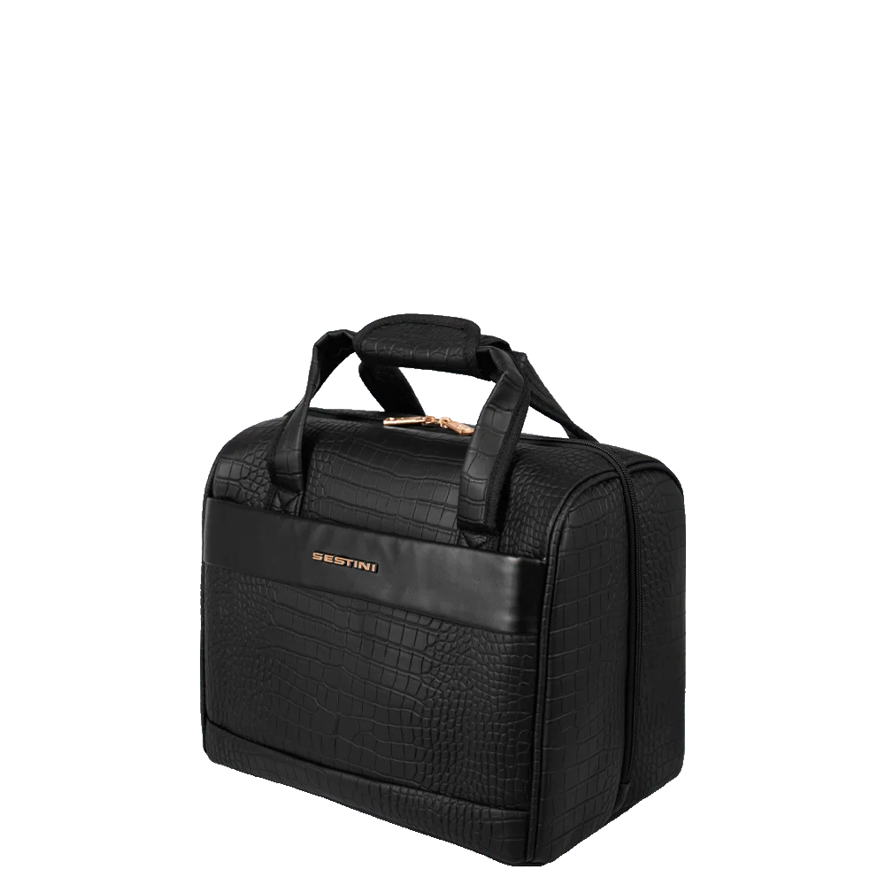 Kit 3 Malas de Viagem Grande, Média e Bordo e 1 Frasqueira Rígida Com Rodas 360° Croco 5t - Preto