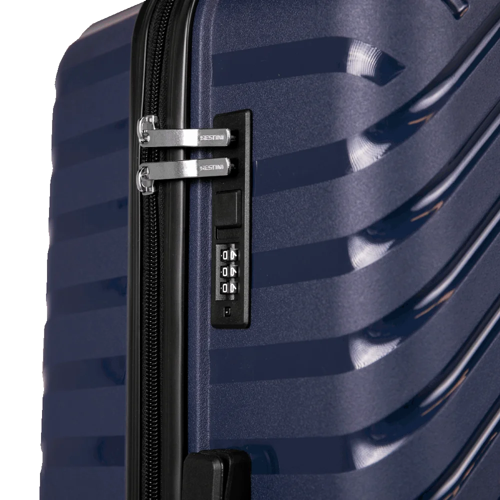 Kit 3 Malas de Viagem Grande, Média e Bordo em Polipropileno PP Essencial 2 - Azul marinho
