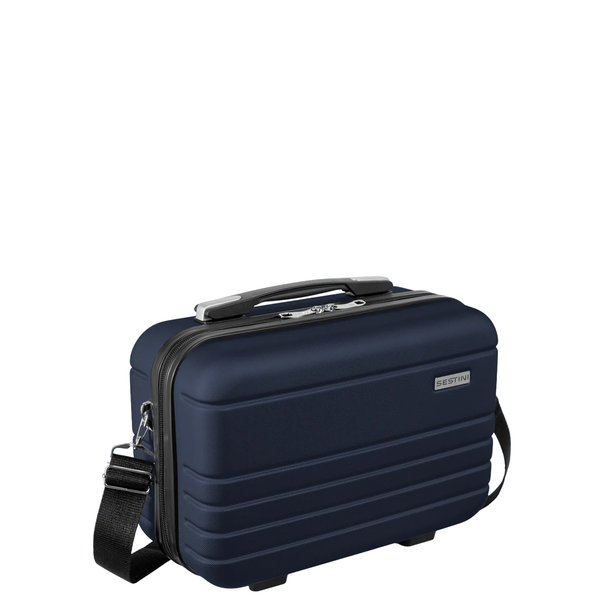 Kit 3 Malas de viagem Grande, Média e Bordo e 1 Frasqueira em ABS Essencial 2 - Azul marinho