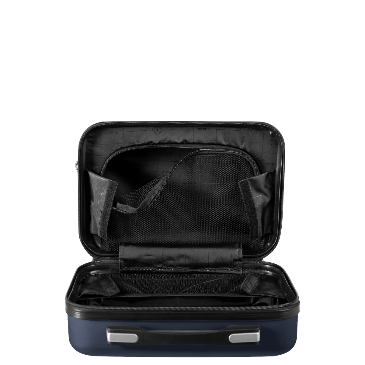 Kit 3 Malas de viagem Grande, Média e Bordo e 1 Frasqueira em ABS Essencial 2 - Azul marinho