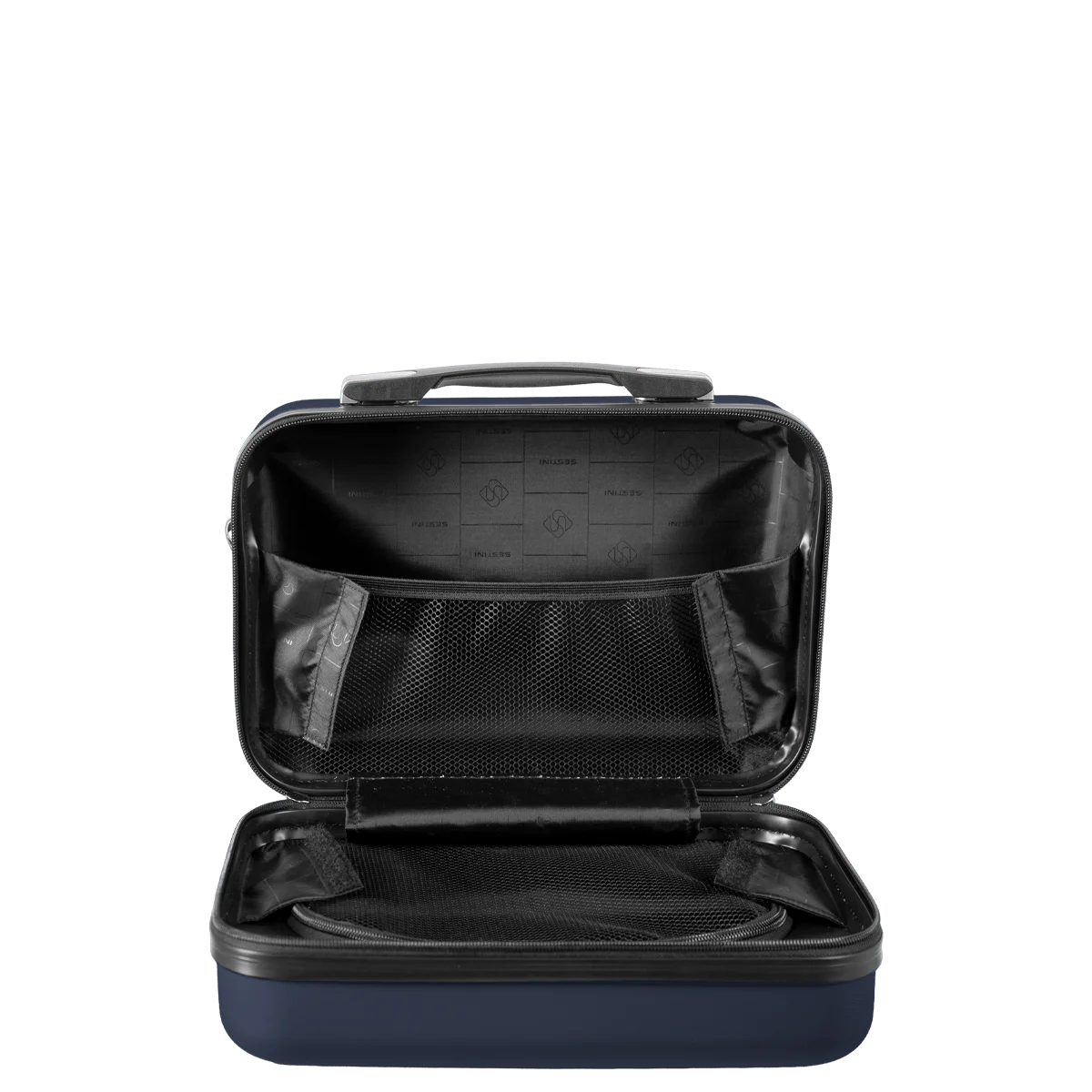 Kit 3 Malas de viagem Grande, Média e Bordo e 1 Frasqueira em ABS Essencial 2 - Azul marinho