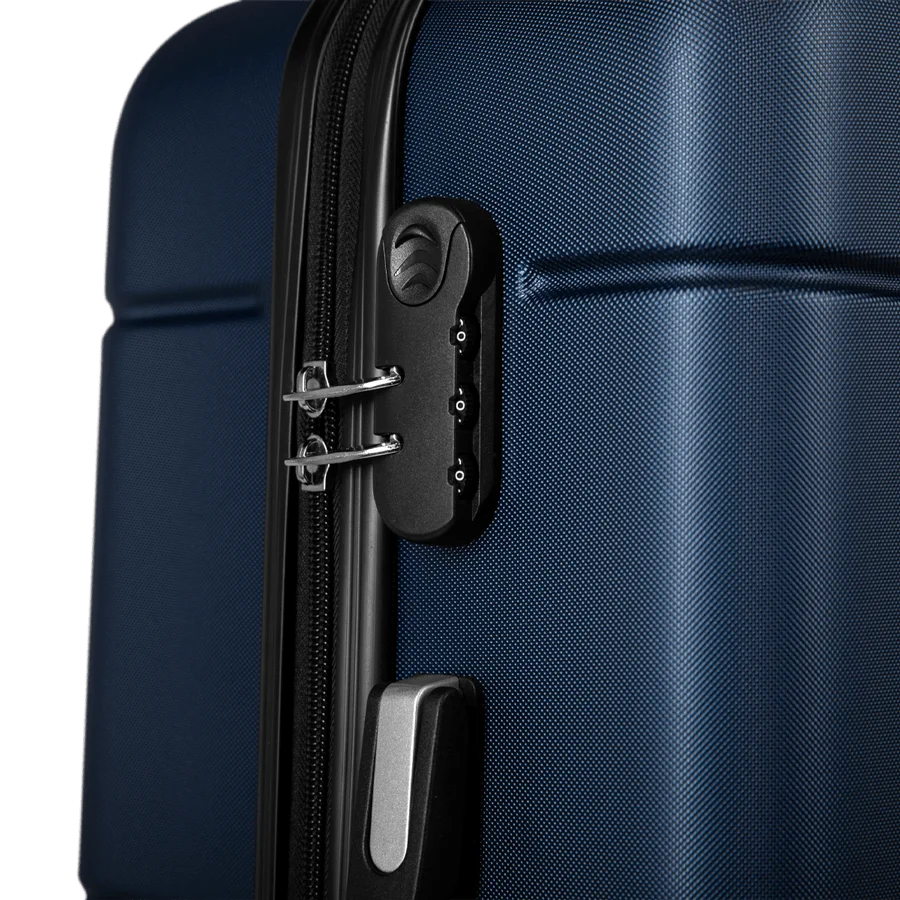 Kit 3 Malas de viagem Grande, Média e Bordo e 1 Frasqueira em ABS Essencial 2 - Azul marinho