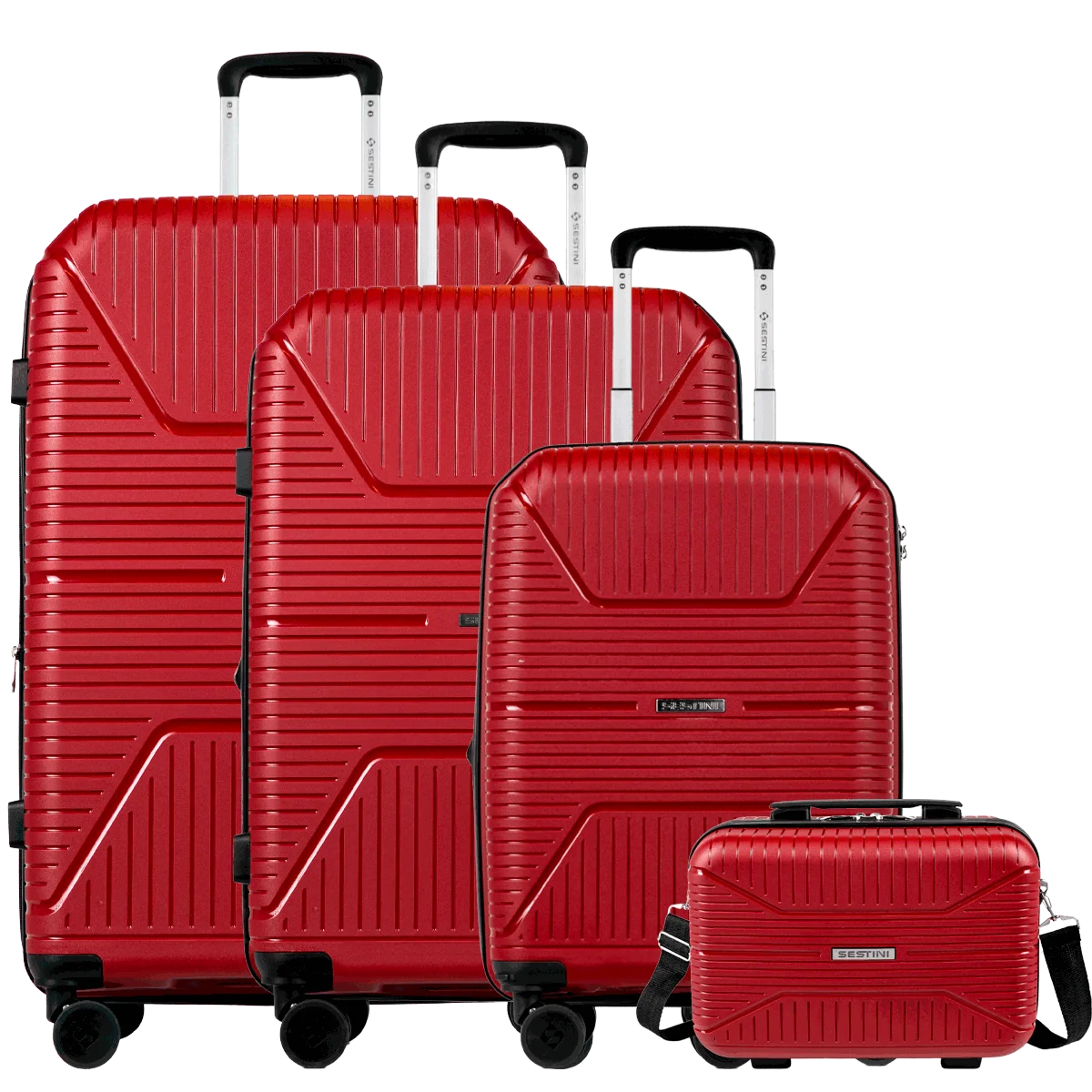 Kit 3 Malas de viagem Grande, Média e Bordo e 1 Frasqueira em Polipropileno PP Essencial Plus 2 - Vinho