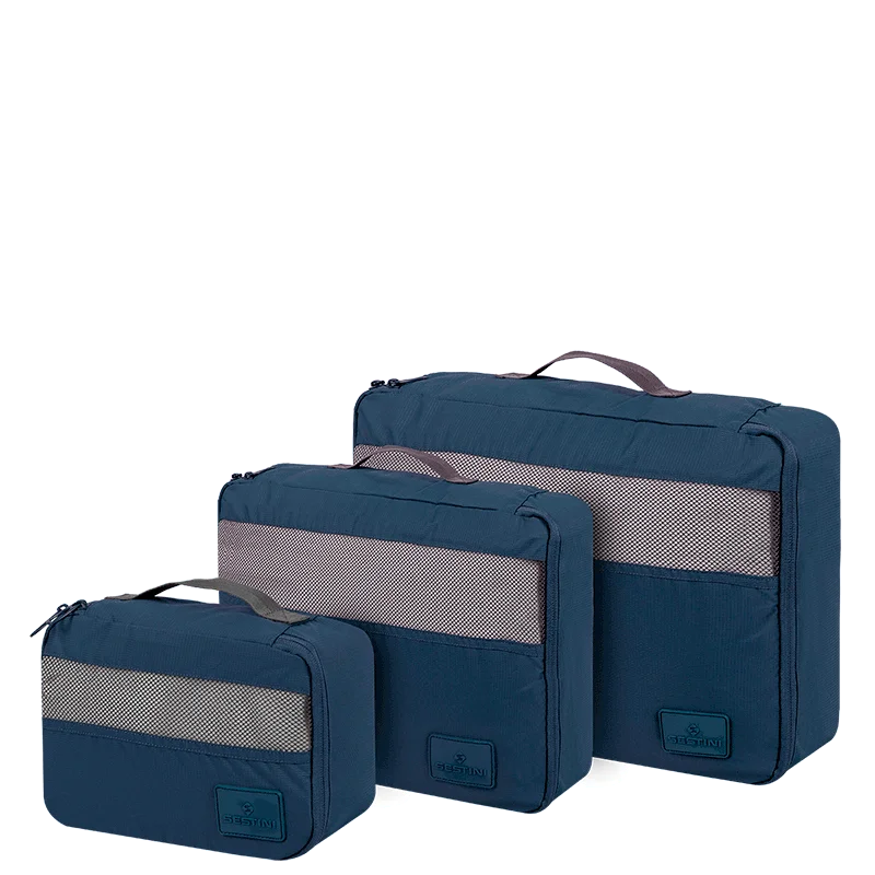 Kit 3 Peças com Organizadores de Viagem Azul - Marinho
