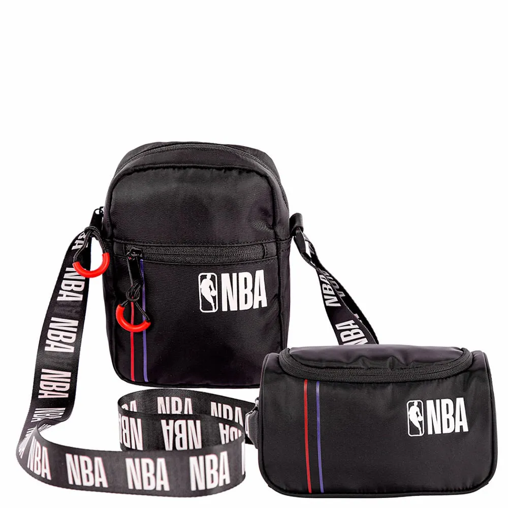 Kit Bolsa Cross Pequena e Necessaire Nba Pro - Preto