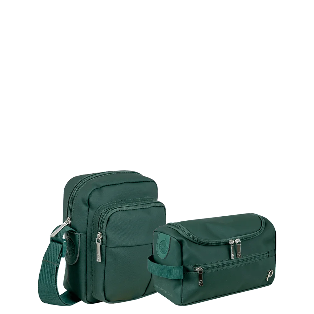 Kit Bolsa Pequena Cross e Necessaire Palmeiras Hydroblock - Verde Escuro