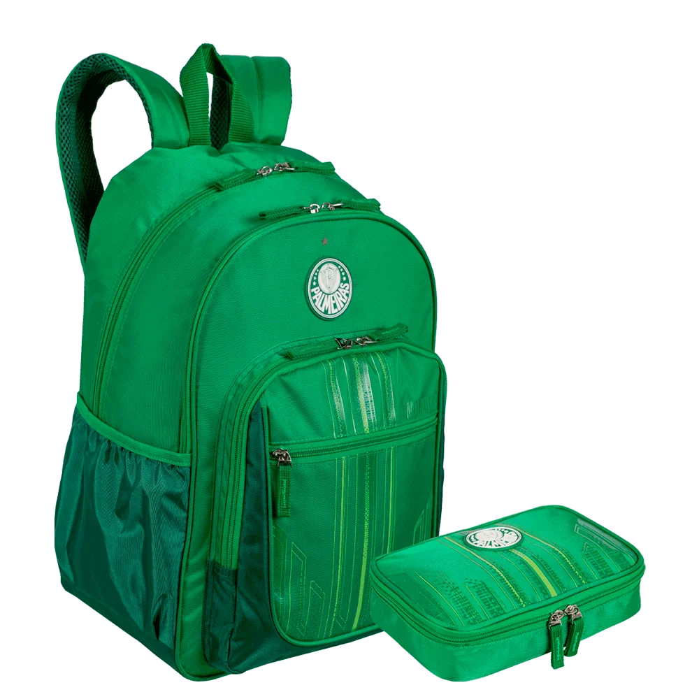 Kit Mochila 2 Compartimentos e Estojo Box Palmeiras X02 - Verdão