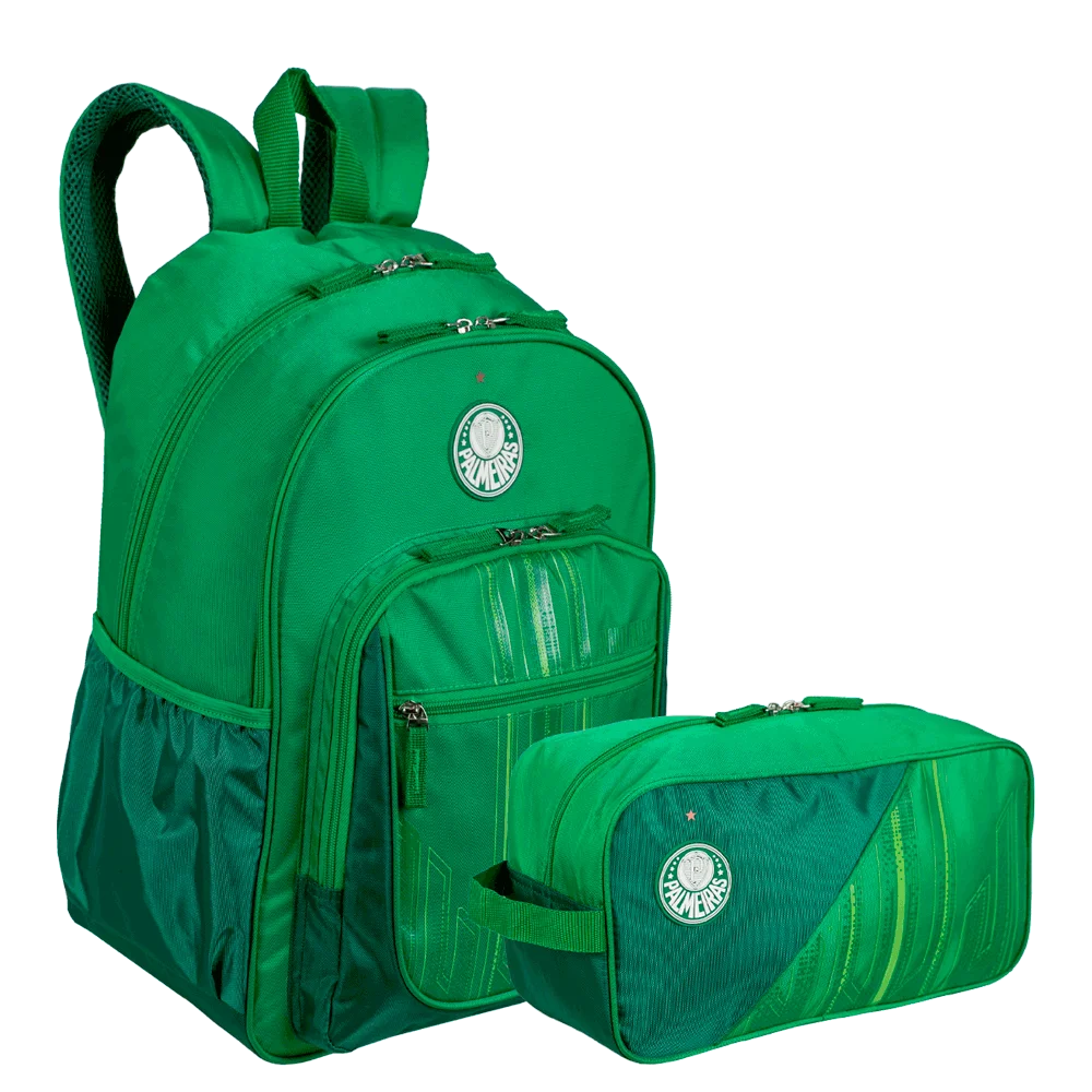 Kit Mochila 2 Compartimentos e Necessaire Palmeiras X02 - Verdão