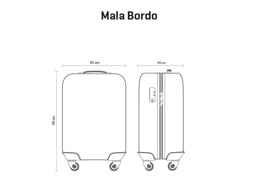 Mala de Viagem Bordo 10 kg ABS com Rodas 360° Vega 3T - Cinza grafite